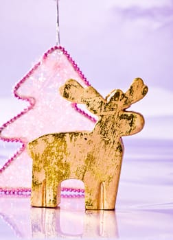 holiday series: christmas golden deer with silver garland
