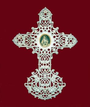 holy picture, silver cross of the 19th