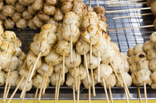 Thai Style grilled Beef Ball in row