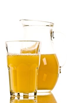 drink series: orange juice in glass and jug