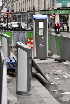 An Autolib' station almost ready in Paris, France