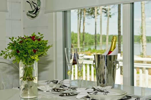 Table layout in summer cottage, taken in Finland