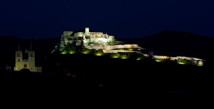 Chapter Spisska and Spissky Castle at night, Slovakia