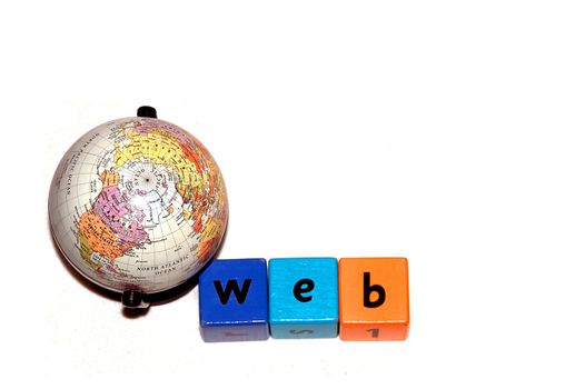 globe with word web on white background