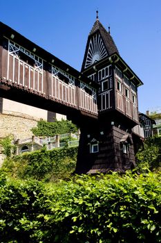 covered wooden bridge by Dusan Jurkovic, Nove Mesto nad Metuji, Czech Republic