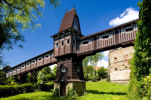 covered wooden bridge by Dusan Jurkovic, Nove Mesto nad Metuji, Czech Republic