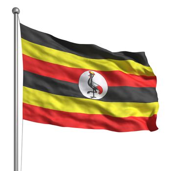 Flag of Uganda. Rendered with fabric texture (visible at 100%). Clipping path included.
