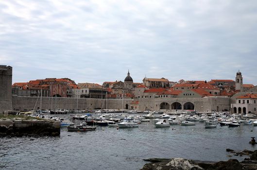 Stari Grad ( Old Town ) and famoust historic harbor in Dubrovnik - Croatia