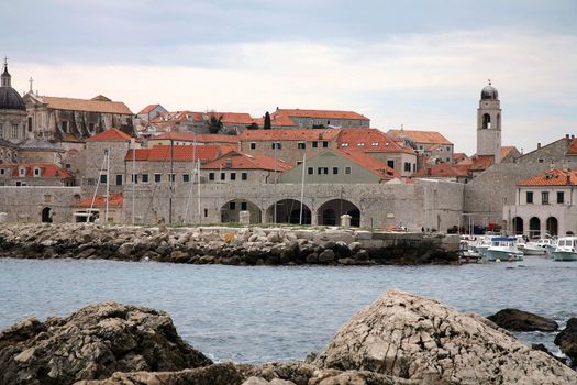 Stari Grad ( Old Town ) and famoust historic harbor in Dubrovnik - Croatia