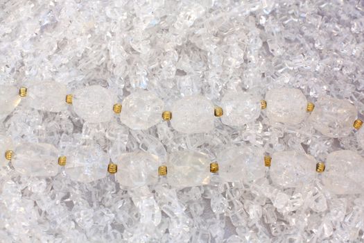 Close up of the rock crystal beads