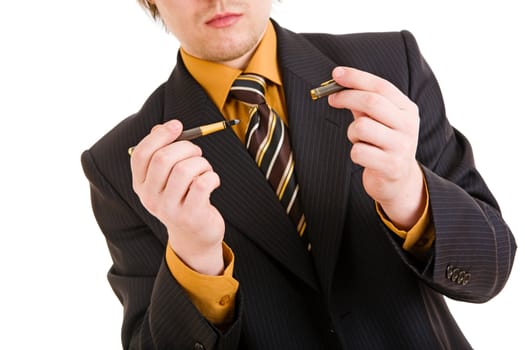 pen in hands og businessman