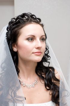 a beautiful face of the bride