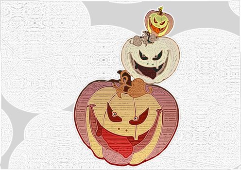 great creative abstract colored bright rich textured image of a merry family pumpkin.