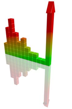 Business bar graph. High quality 3d render.