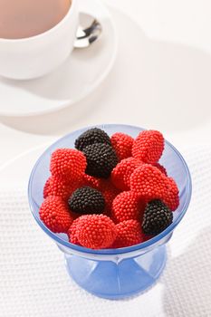 food serias: bowl with fruit sugar candy