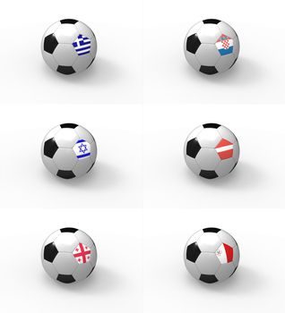 Euro 2012, soccer ball with flag - Group F - Greece, Croatia, Israel, Latvia, Georgia, Malta
