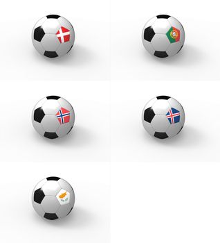 Euro 2012, soccer ball with flag - Group H - Denmark, Portugal, Norway, Iceland, Cyprus