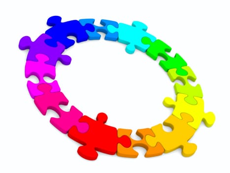 Puzzle on white background. Isolated 3D image