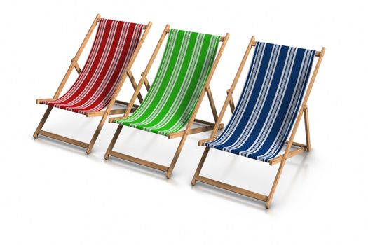 3d rendered RGB deck chairs,