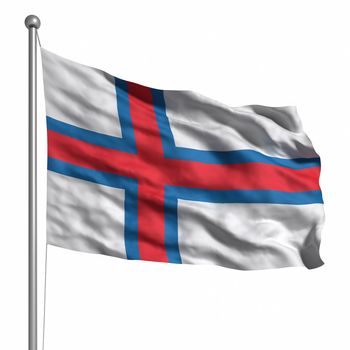 Flag of the Faroe Islands. Rendered with fabric texture (visible at 100%). Clipping path included.