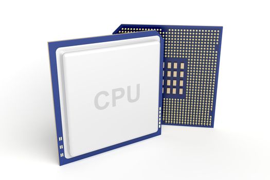 Computer processors on white background