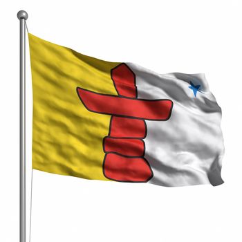 Flag of Nunavut. Rendered with fabric texture (visible at 100%).  Clipping path included.