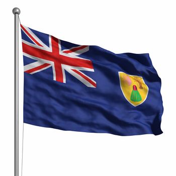Flag of Turks and Caicos Islands. Rendered with fabric texture (visible at 100%). Clipping path included.