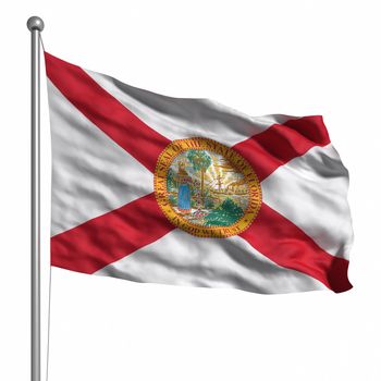 Flag of Florida. Rendered with fabric texture (visible at 100%). Clipping path included.