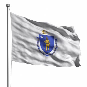 Flag of Massachusetts. Rendered with fabric texture (visible at 100%).  Clipping path included.