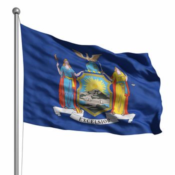 Flag of New York. Rendered with fabric texture (visible at 100%).  Clipping path included.