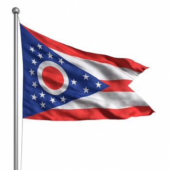 Flag of Ohio. Rendered with fabric texture (visible at 100%). Clipping path included.