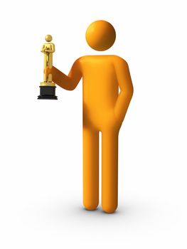 Showing his Academy Awards (Sean Penn style :) )