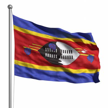Flag of Swaziland. Rendered with fabric texture (visible at 100%). Clipping path included.