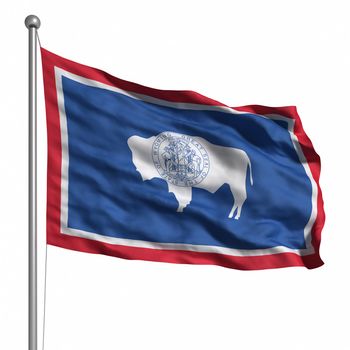 Flag of Wyoming. Rendered with fabric texture (visible at 100%).  Clipping path included.