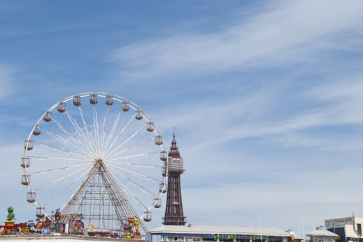 Ferris Wheel on Central Pier Blackpool under a summer sky