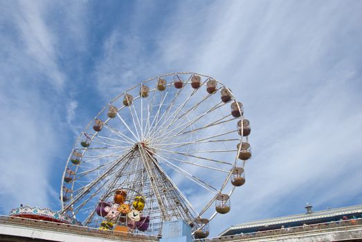 Ferris Wheel on Central Pier Blackpool under a summer sky