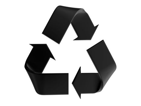 Big black recycle's sign on a white background