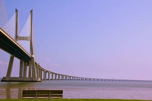Vasco da Gama bridge on river Tagus, Lisbon