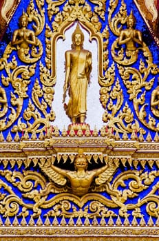 Buddha statues in the temple sanctuary.