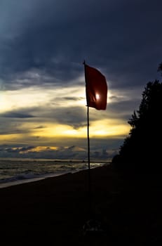 Beach at sunset.