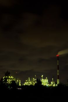 Factory at night.