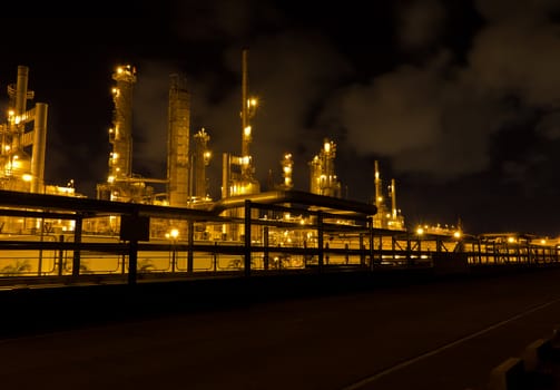 Factory at night.