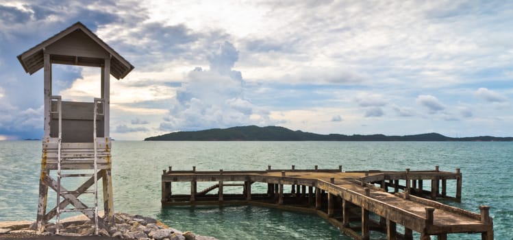 The bridge stretches out to sea in Thailand.