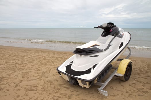 Small motorboat on the beach in Thailand