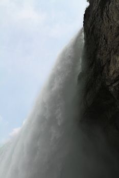 The perspective behind Horseshoe Falls of Niagara Falls, Canada.  