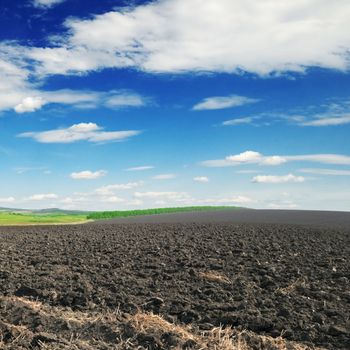 arable land and blue sky