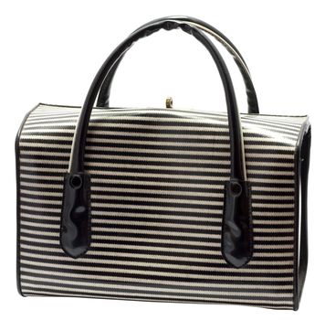 Old vintage striped black and white handbag