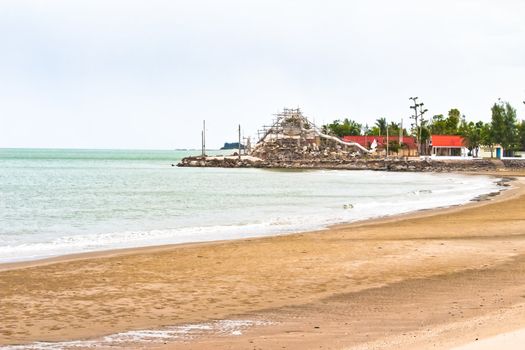 Buildings and holy places by the sea.