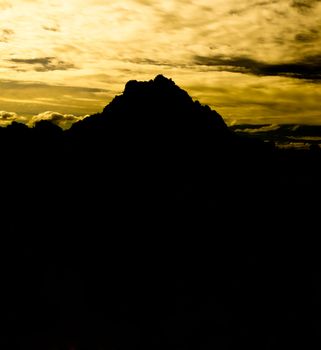 Mountains, dark and mysterious.