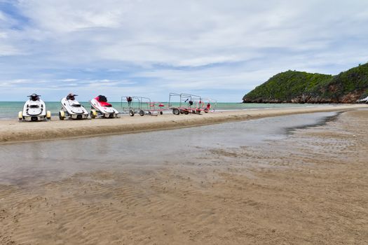 Small motorboat on the beach in Thailand